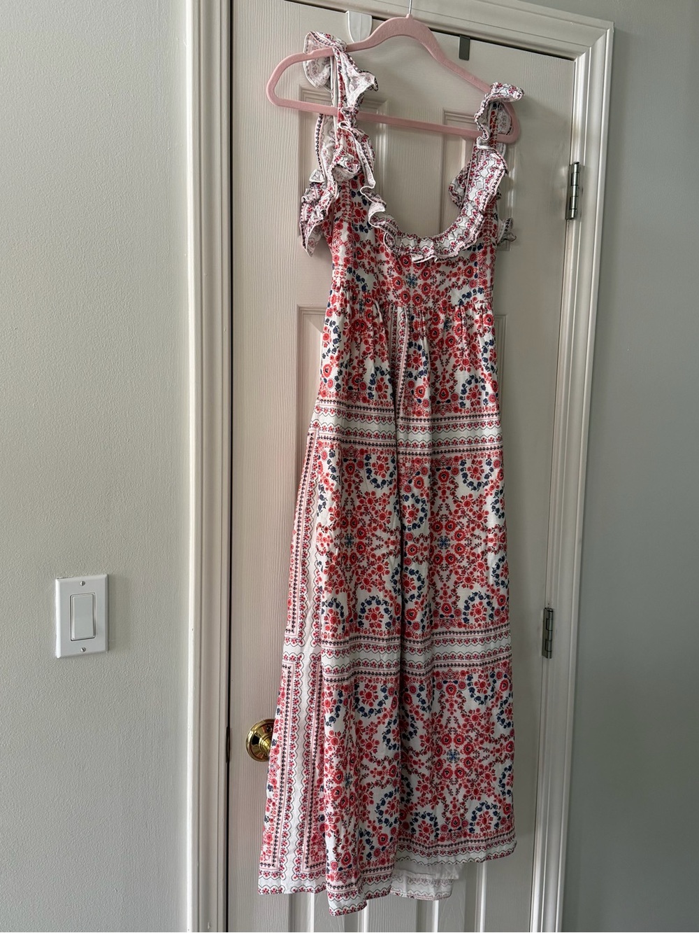 Saylor Bethanne Pink Floral Patchwork Tie Back Maxi Dress Medium